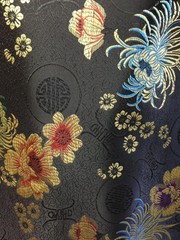 Kate BLACK Floral Brocade Chinese Satin Fabric by the Yard – 10037