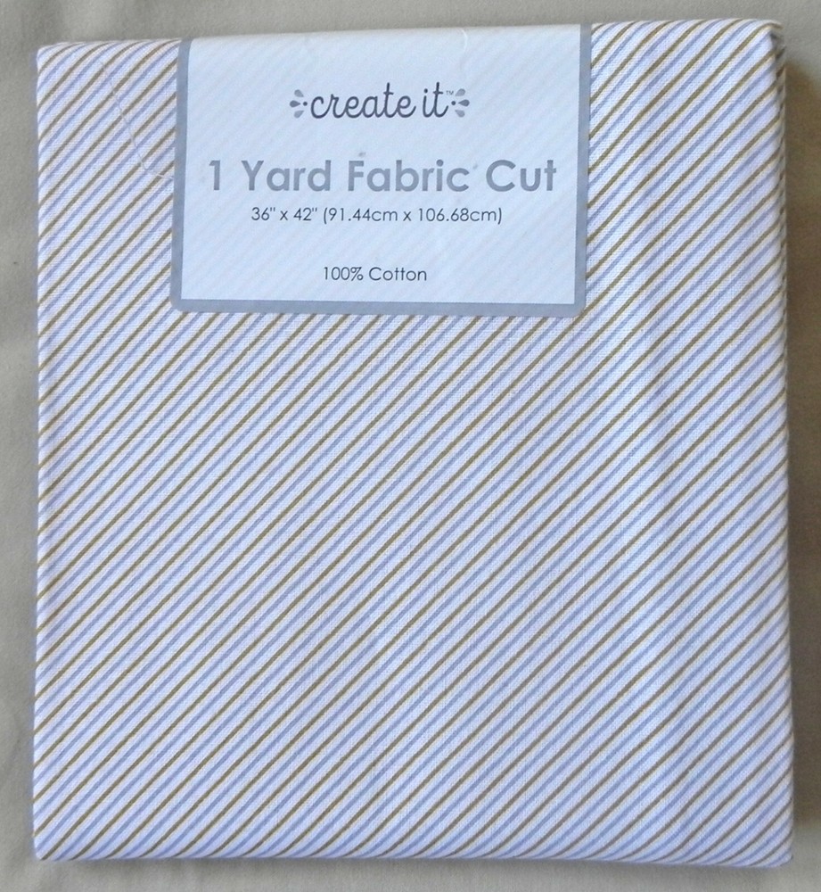 Holiday “1 Yard Fabric Cut” by Create It, Gold & Silver Stripes, 100% Cotton New