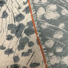 Designer Upholstery Woven Jacquard Fabric Remnant 56.5”x40” Blue Green Floral