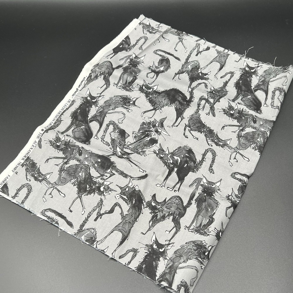 Alexander Henry Fabrics Ghastlies “Sebastian Ghastlie” on Grey – 14″ L X 44″ W