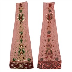 Sanskriti Vintage Design Fabric Hand Beaded Indian Dark Red Patch Work Decor