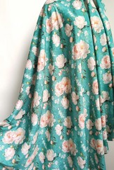 Green Big Flower Fabric 55” Wide By Yard Soft Dress Robe Material Viscose Rayon