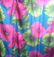 -PINK FUCHSIA BLUE GREEN FLORAL LARGE PETAL CHIFFON SHEER FABRIC BY THE YARD