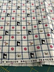 Vintage Sewing Machine Fabric 1990s Marcus Brothers Quilt Cotton 24″ F69