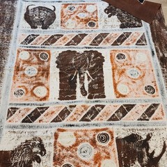 Quilting Craft Fabric Batik Cotton Panel African Animal Safari Themed 82″x60″