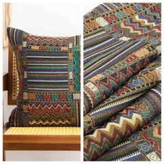 Vintage French Boho Checks Jacquard Tapestry Upholstery Decorator Fabric DIY New