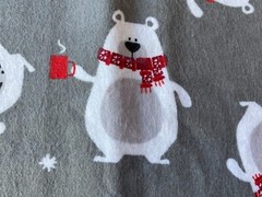JOANN FABRIC~Flannel~SNUGGLE~Polar Bears~SKI SCARF~Snowflakes~GRAY WHITE RED~