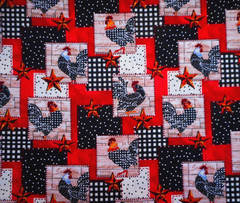 Robert Kaufman Fabric Half-Yard Red Black Rooster Patch Farm To Table Cotton #B