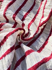 Red Striped Special Textured Turkish Cotton Crinkle Fabric: Quality Unique For