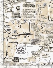 Travel Fabric | Route 66 Map Collage Beige Natural | Timeless Treasures YARD