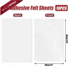 Bonsicoky 10 Pack Self Adhesive Felt Sheets 20x30cm (7.9×11.8 inches), White