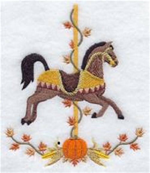 SEASONAL CAROUSELS, Quilting Squares, Mach Embroid. 3 ea of 4 Designs, 12 total