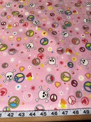 Skull and Peace Flannel fabric ~ by the yard