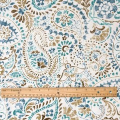 Mill Creek GRESHAM Paisley STONE BLUE Cotton Drapery Pillow Sewing Fabric BTY