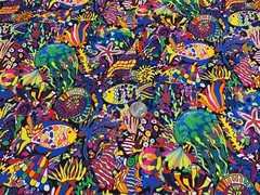 Fabric Packed Aquatic Fish on Multi Cotton TIMELESS TREASURES 1/4 yard CD 1587