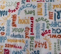 Animal Sounds Word Print Cotton Fabric 20×40″ Multicolor Quilting Sewing