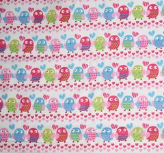 OWL Fabric Hobby Lobby Love Birds 3.3 Yards 100% Cotton Pink Blue Heart Quilting