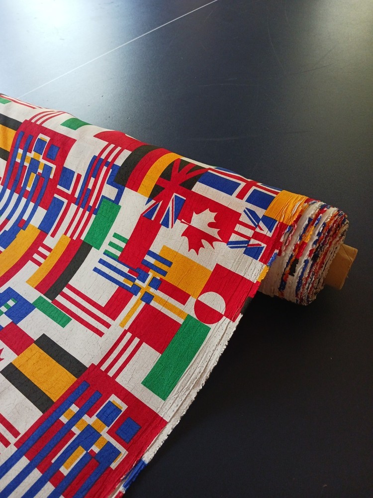 Vintage World Flags Fabric Roll International Country Nautucal Banner 30+ Yards