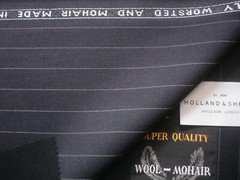 Holland & Sherry 2 PLY WOOL & MOHAIR Dk Navy SUITING FABRIC MADE IN ENGLAND 3.5m