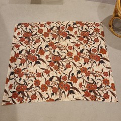 Vintage Indonesian Batik Floral Cotton Fabric 3/4 Yard Brown Orange Boho Quilt