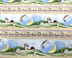 Cat and the Fiddle Nursery Rhyme Stripe Cotton Fabric MMFab BTHY #58