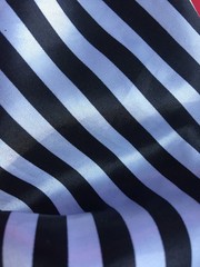 Annie BLACK & WHITE 1″ Stripes Pattern Polyester Light Weight Satin Fabric by t