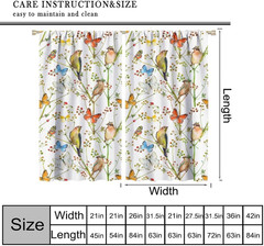 Spring Flowers Birds Curtains Watercolor Retro Patterns Colorful Butterfly Natur