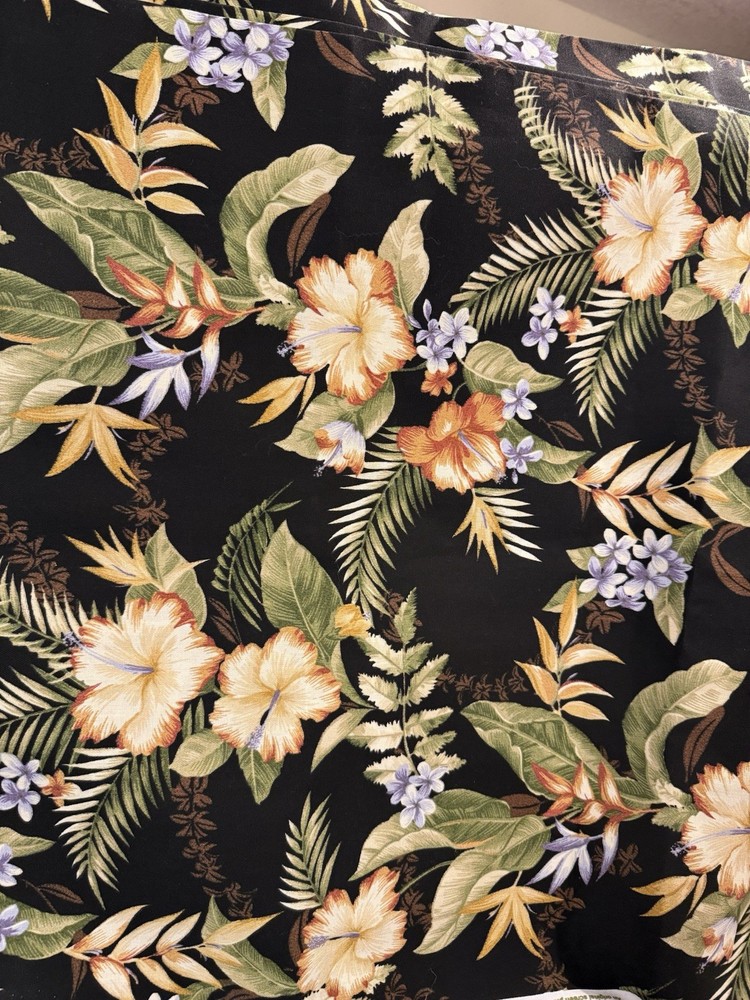 Richloom Solarium Outdoor Fabric Tahiti Noir 4 Yds 54” Vintage
