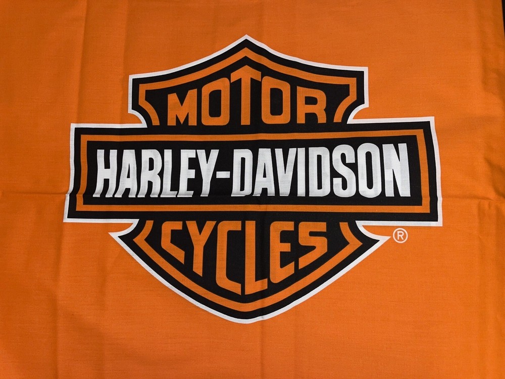 19″ x 21” Fat Square Orange SHIELD PANEL Harley Davidson Quilt Craft Fabric NEW