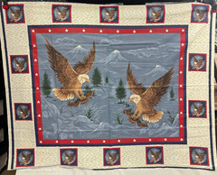 Americana Eagles USA Quilt Top Panel Wamsutta OTC Cotton Fabric Piece 35″ x 44”