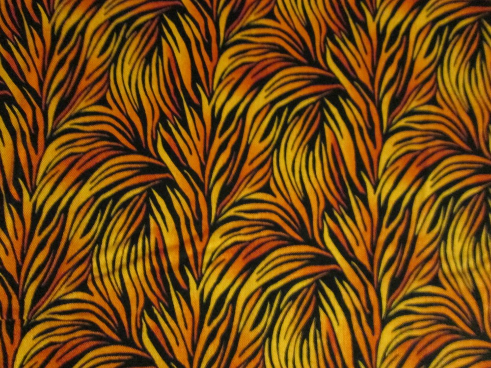 FLAMES ORANGE YELLOW PLUME FLAME COTTON FABRIC FQ OOP