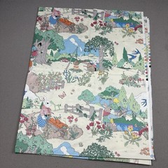 Vtg 90s 3.8yd Cyrus Clark Storybook Fabric Mr Bunny Rabbit Dupont Teflon 138X55”