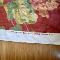 Thibaut ‘Washington’ 100% Linen Fabric Red Floral Geraniums 1.97 Yds X 54”