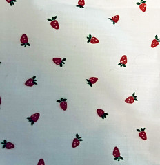 VTG Sweet Tiny Strawberries on White 4 Doll Clothing Quilting Crafts 23″X20″