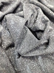 Black Spandex Fabric by the Yard – Silver Glitter Shine, Stretch for Prom Gowns
