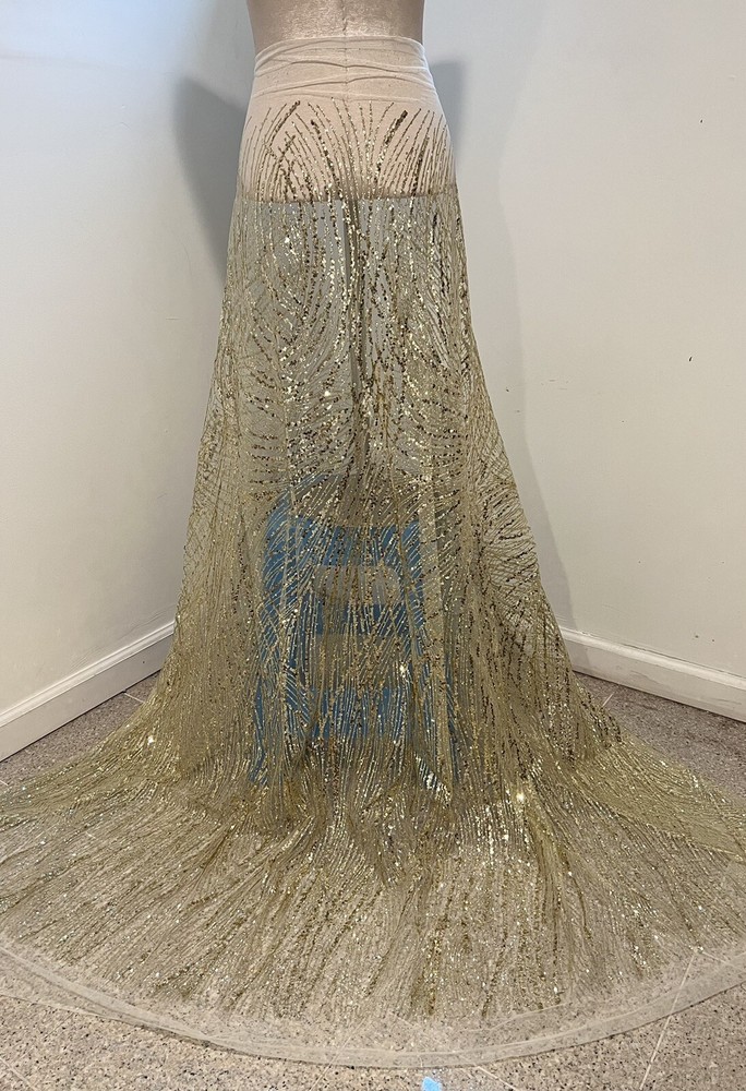 GOLD Sprinkles Glitter Sequins lace fabric 50″ width Sold By The Yard