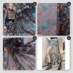 Exquisite Stars universe embroidery lace fabric Star floral Tulle fabric