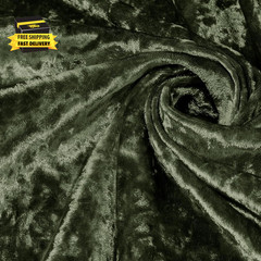 Olive Green Stretch Crushed Velvet Fabric by the Yard, 1 Yard 63″ Wide Soft Fabr