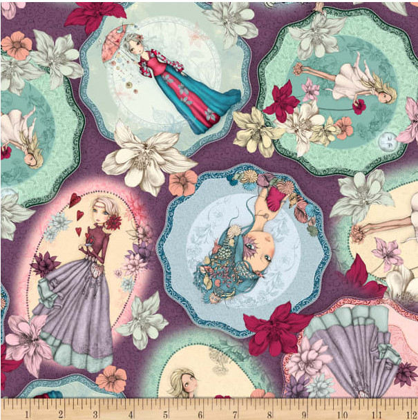 BTY QT Mirabelle MIDNIGHT GARDEN Pictures 100% Cotton Quilt Craft Fabric by YARD