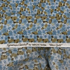 Oakhurst Signature Floral Cotton Fabric Blue Flowers Tan Brown Mini Quilt 97×44