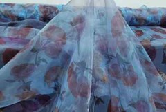 58” Wide By Yard Blue Rose Organza Fabric Vintage Wedding Dress Material Shaped