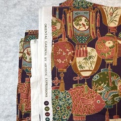 Artistic Expressions Oriental Gardens Lantern & Fish 100% Cotton Fabric 5 yards