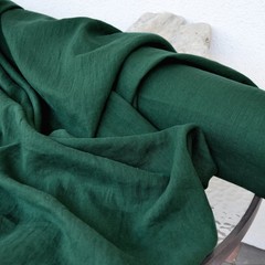 Emerald Green Linen Fabric By The Yard Soft Washed Natural Sewing Material 58″