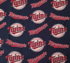 22″ Minnesota Twins Baseball Fabric Traditions 58″ Wide on Navy MLB