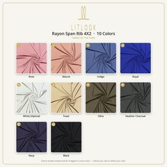 Rayon Span 4×2 Rib Knit Fabric by the Yard — 4-Way Stretch, 10 Colors