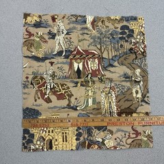 Kravet Chaucer Medieval Fabric Remnant 16×17” King Queen Knight Suit Armor