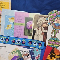 Junk Journal Lot 1Lb Ephemera Cards Ribbon Book Page Fabric Button Craft Collage