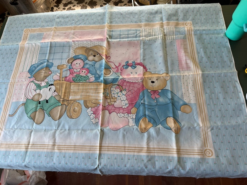 Vintage Fabric Princess Fabrics Inc Pattern 324 Teddy Bears Dolls Mouse Girly