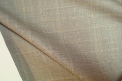 3 yds English Wool Fabric Luxury Super 120s Suiting 9 oz Taupe Plaid 108″ BTP