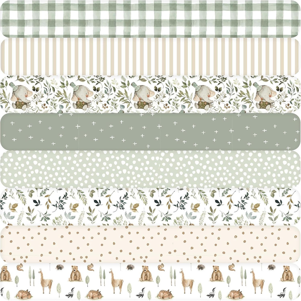 8 Pcs Sage Green Floral Cotton Fabric Bundles 18 X21 Inch Greenery Fat Quarters